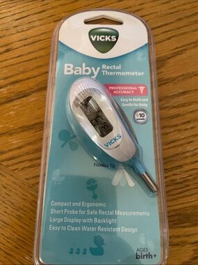 Vicks Pediatric Baby Rectal Thermometer New 10 Second Reading LARGE DISPLAY NEW